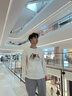 名创优品（MINISO）纯棉t恤男大码潮牌圆领长袖200斤胖子男装衣服休闲简约内搭打底衫 浅米色(不想上班) XL 180(体重140-160斤左右) 实拍图