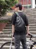 唐酷户外潮牌斜挎包男生骑行单肩挎包大容量休闲运动弓箭包手机iPad包 【1.0】玄空黑【左右肩切换 三点背负腰带】 实拍图
