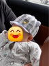 李晨曦（Lichenxi）婴儿帽子春秋0-3-6个月薄款可爱纯棉幼儿男童女宝宝新生儿鸭舌帽1 灰色   条纹皮标BABY鸭舌帽 小号头围38-44cm  参考1-6个月 实拍图