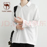 西域骆驼（VANCAMEL）衬衫男长袖衬衣男士宽松休闲男装上衣韩版纯色衣服 白色 3XL 实拍图