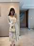 茵曼（INMAN）法式碎花高级感2025夏女新款休闲中长吊带连衣裙子 白底蓝花半身裙-18412674 M 实拍图