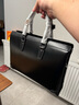 博迈伦手提包男士公文包高端真皮商务办公电脑包头层牛皮通勤出差斜挎包 黑色 39.5*8.5*29cm 实拍图