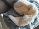 名享优品秋冬小鹿斗篷披肩毛毯毛绒办公室午睡厚保暖可爱睡袍学生懒人披风 披肩-毛领小熊蓝色(加厚法兰绒) 实拍图