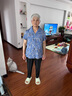 恒源祥奶奶衬衫夏季妈妈服装短袖上衣翻领70老太太衬衣服老年人女夏装套 蓝色+九分-裤 XL 建议90-105斤 实拍图