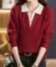 歌米拉（Gemila）针织衫女翻领毛衣秋冬女士打底衫新款休闲宽松内搭洋气可外穿上衣 红色 XL 120-130斤 实拍图