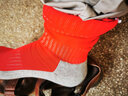 卡尔美（KELME）足球袜男女加厚毛巾底防滑成人长筒足球袜学生比赛运动袜 红/白色 均码 实拍图