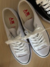 人本帆布鞋女平底运动板鞋经典情侣原宿板鞋 学生韩版校园布鞋 白黑 （女款偏大半码） 36 女款 实拍图
