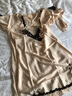 KJ家居性感睡衣女春秋冰丝吊带睡裙夏季短袖睡袍蕾丝睡衣裙两件套装 香槟色 XL 实拍图