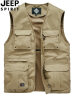 吉普（JEEP）马甲男士中年背心外穿薄款大码马夹男多口袋钓鱼摄影记者坎肩外套 卡其色 XL建议体重170斤左右 实拍图