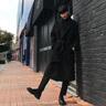 BOYXCO中长款风衣男冬季潮牌呢大衣英伦风过膝腰带外套加棉加厚保暖袄子 绿色加绒 2XL 实拍图