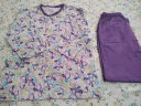北极绒中老年人纯棉圆领七分袖长裤睡衣套装妈妈夏季薄款女士家居服大码 紫色套装 2XL建议（130-155斤） 晒单实拍图
