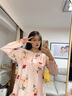 芊之雅秋季纯棉睡衣女长袖家居服秋天红色本明年马年休闲大码中年居家服 LNL-62288#酒红 L （参考100-120斤） 实拍图