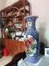垚罄 陶瓷粉彩落地大花瓶客厅工艺品摆件花艺 1米大花瓶酒店企业 春风得意 蓝款  90cm单根 配底座 实拍图