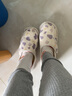 咕羊羊月子鞋可调节春夏秋产后拖鞋包跟厚底防滑孕妇拖鞋 【纯棉纱布】紫色奶牛 L(适合37码~38码) 实拍图