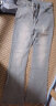 索菲堡 2023夏设计感小众直筒阔腿拖地裤子美式复古高腰微喇叭牛仔裤女 蓝色 S 晒单实拍图