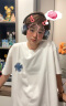 索菲堡 100%新疆棉2024新款夏季短袖t恤女宽松百搭设计感ins上衣潮男 白色（蓝图） XL 实拍图