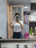 啄木鸟t恤女短款上衣修身打底内搭夏季新款高腰露脐短袖修身上衣 白色【圆领】 L (95-105斤) 实拍图