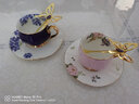 伯善瓷（BOSUNG）骨瓷咖啡杯套装咖啡杯碟情侣杯对杯家用送礼创意描金边 大号粉色杯碟【+咖啡勺】+大号紫色杯碟【+咖啡勺】 实拍图