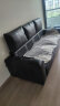 慕思（de RUCCI）沙发客厅 直排慕思沙发品牌艾慕皮艺家具钢琴键豆腐块真皮沙发161 【全真皮款】黑色真皮沙发 三人位 2.62m 实拍图