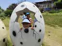目丸儿童防晒帽女童夏季运动无感遮阳空顶帽防紫外线男童宝宝太阳帽子 蓝色 小熊【无痕一体】 儿童款（3-12岁） 实拍图