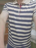 帝欧莱夫翻领短袖男士夏季休闲半袖夏天衣服男生潮牌半袖POLO男装t恤夏装 蓝条 XL 实拍图