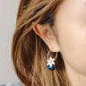 沐嫣花朵耳环女2024新款韩国设计感轻奢礼物耳饰大气长款气质银针耳坠 花朵蓝色耳环 实拍图