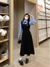 瑜尚臻品假两件学院风长袖连衣裙子女秋冬季教资面试通勤韩系穿搭套装 【黑色】M（90-110斤） 实拍图