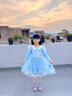 蓓然美爱莎公主裙秋装2025艾莎网纱裙女童连衣裙儿童聚会服生日礼物 蓝裙+披纱 120码 实拍图