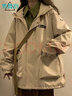 棉致美式防雨登山机能冲锋衣女潮流宽松短外套春秋季新款三合一软壳 533卡其色【高品质38.5】 M 80-100斤 实拍图