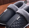 洁丽雅老人防水棉拖鞋男士冬季中老年居家室内加绒保暖防滑全包跟棉鞋女 深蓝【升级款】 40-41 (适合39-40码) 实拍图