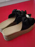 达芙妮拖鞋女外穿凉拖高跟夏年夏季新款凉鞋蝴蝶结厚底坡跟夏天沙滩鞋 黑色  跟高5cm 35 (225mm) 实拍图