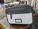 派保爵斜挎包男士单肩包真皮大容量时尚个性小背包百搭骑行运动包男 黑配米白 实拍图