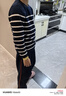 真维斯儿童毛衣加绒加厚男童2024秋冬新款保暖条纹针织衫中大童男孩童装 藏青 150 实拍图