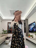 太平鸟女装吊带碎花裙夏季法式印花茶歇裙别致度假收腰长裙 黑色纹样 M 实拍图