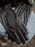 野外寻梅真皮手套男冬季加绒保暖触屏户外防寒防风新款摩托车羊皮手套时尚 黑色（加绒） L码 实拍图