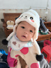 贝娜茜婴儿帽子秋冬季男女宝宝婴幼儿6-12个月保暖可爱护耳帽毛绒帽冬天 小狗狗-白色 5个月-2岁（42-49CM） 实拍图