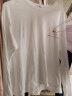 米子旗白色长袖纯棉T恤女2025年春秋季宽松韩版闺蜜装 黑字1498左胸小 白色 2XL 130-150斤 实拍图