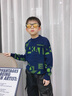 北极绒 男童毛衣2024新款儿童针织衫加绒加厚内搭圆领中大童保暖线衣潮 藏青色几何(不加绒) 150 （建议身高140cm左右） 实拍图