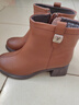 意尔康女靴羊皮粗跟气质通勤及踝靴加绒保暖短靴女 14734W 棕色   37 实拍图