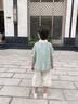 罗蒙男童汉服新中式国风中秋儿童唐装毕业演出服 浅绿色套装 90 实拍图