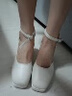 KULLA春秋气质高跟鞋小个子粗跟防水台芭比鞋玛丽珍超高跟鞋 米白色（12cm） 37 实拍图