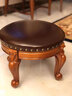 乐满庭美式实木小圆凳客厅泡茶凳子 复古茶几凳雕花小凳子皮凳圆形矮凳 实拍图