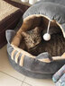 猫咪之家 蒙古包猫窝狗窝四季保暖猫屋封闭式猫垫子小型犬可水洗宠物睡袋 A款蒙古包猫窝 （灰色） 中号（9斤左右） 实拍图