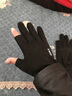 黛米安妮莎冬季骑行手套男女露指加绒保暖触屏防滑防泼水外卖骑手漏二指手套 鹿皮绒黑色 漏两指 均码 实拍图