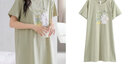 芬腾睡裙女夏纯棉短袖圆领可爱睡衣薄款大码全棉家居服连衣裙短裙 X98423765草绿 XL 建议:125-145斤 实拍图