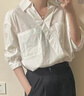 ELLE白色设计感V领衬衫女2025秋装新款宽松通勤职业装轻奢气质上衣 白色 XL 实拍图