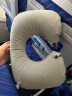 TA按压充气u型枕头枕旅行u形枕头飞机脖子护脖枕靠枕绒面灰色 实拍图