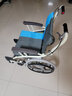 河村 日本轮椅老人折叠轻便手动推车轮椅可推可坐大轮 实心胎AY-18 AY18（45cm）坐宽 树脂轮圈 蓝色 实拍图