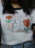 欧洛黛短袖t恤女2025夏季新款宽松百搭显瘦时尚休闲体恤女上衣女士短袖 [黑领] 太阳花 M 实拍图