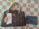 袋鼠生日送礼物手提女包包牛皮包2025新款妈妈包洋气中年女士斜挎大包 印花古铜色（手包+礼袋） 实拍图